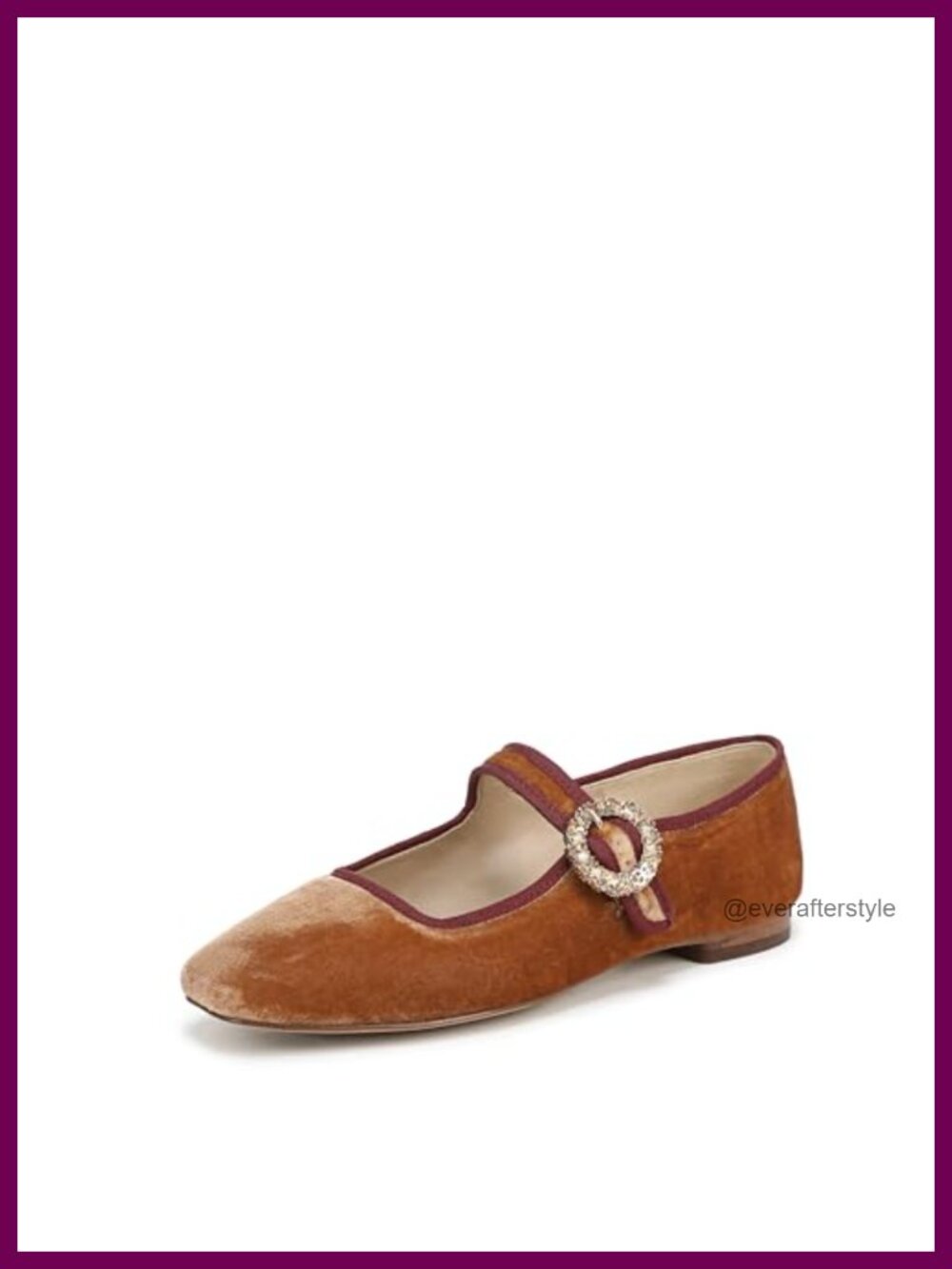 Michaela Glow Flats Square Toe Buckle Leather Insole Crystal Embellished